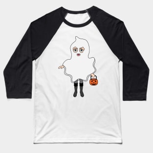 Ghost Halloween Trick or Treat Sticker 1 Baseball T-Shirt